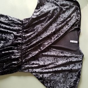 Gray-purple crushed velvet dress